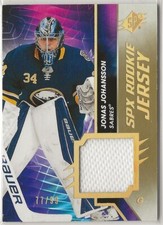 2020 2020-21 SPx Rookie Jerseys Gold Spectrum #RJJJ Jonas Johansson 77/99 Sabres