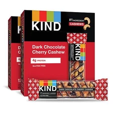 KIND Bars, Dark Chocolate Cherry Cashew, Healthy Snacks, Gluten Free, 24 Count