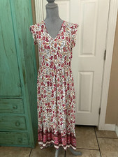 SHEIN, RUFFLED, SLEEVELESS, HIGH-LOW, V-NECK MAXI DRESS, XL (US-12)
