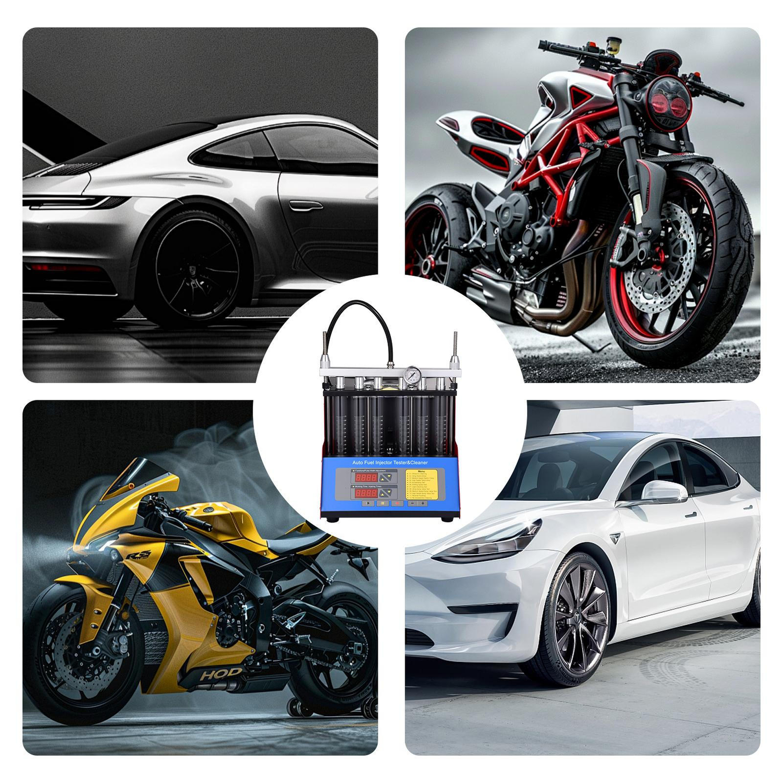 New Ultrasonic Fuel Injector Tester Cleaner Cleaning Machine 6 Cylinder 200W NEW