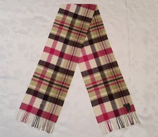 VINTAGE AUTHENTIC GANT PLAIDS  CHECKS LAMBSWOOL LONG MENS FRINGE SCARF