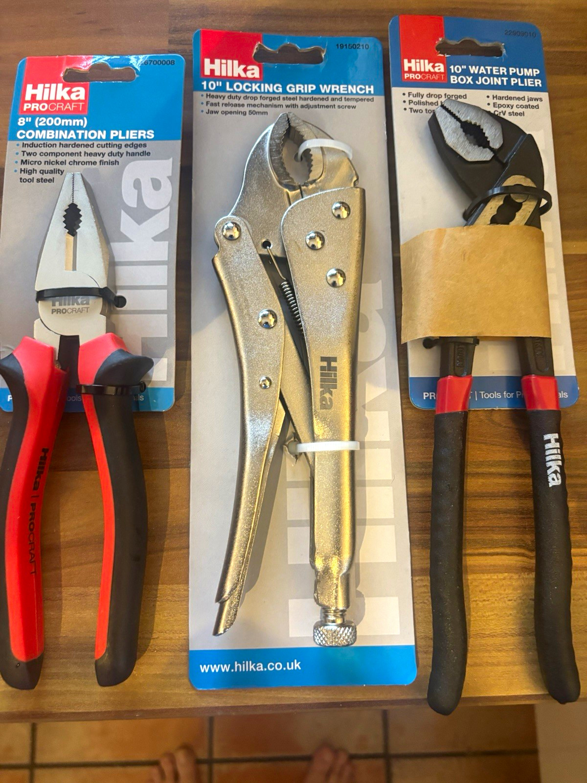 Hilka PROCRAFT 3pc Pliers Set 8in Combination, 10in Locking & Water Pump