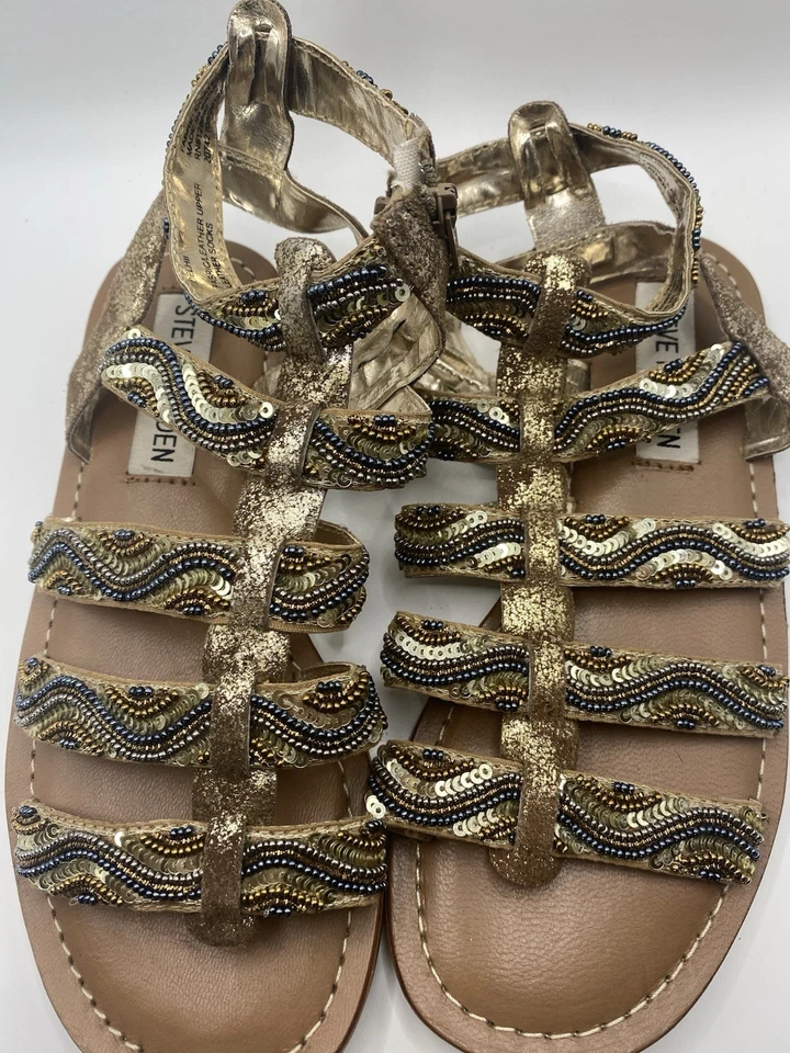 Sandalias Steve Madden Niñas Talla 1 Gladiador Planas Estampado Serpiente Tachonadas Foto 2 de 4