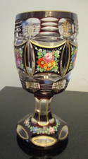 19th C. Antique Bohemian Ruby Red Cut to Clea...