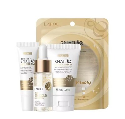 LAIKOU Snail Ginseng 24K Gold Anti-Aging Face & Eye Cream Serum Set