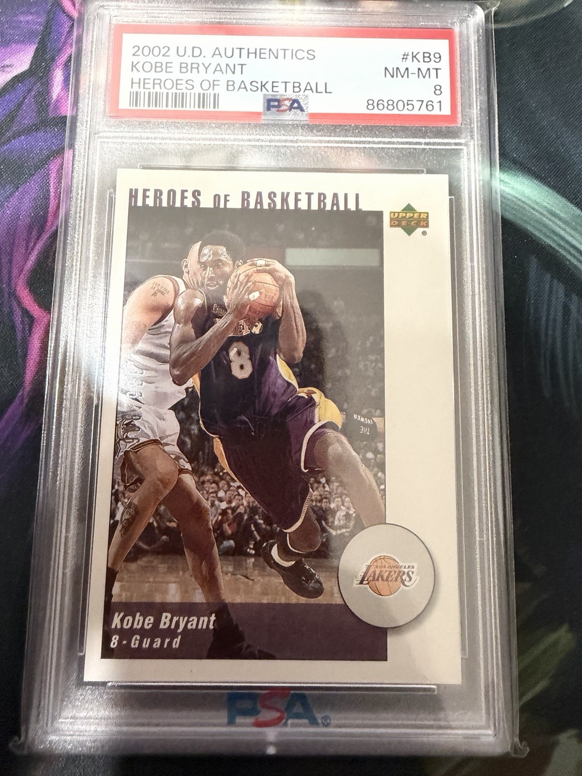 Upper Deck 2002-03 Authentics Kobe Bryant Heroes #KB9 PSA 8 Serial /989 Lakers