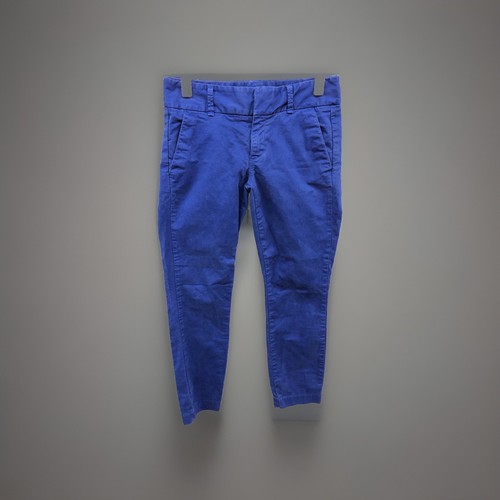 J Crew Andie Pants Womens Size 0 Blue Cotton Pockets Stretch Chino 27” Inseam