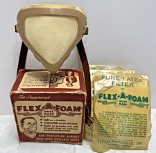 Vintage Flex a Foam Dust Mask Flexo Products in Box with Extra Latex Filters USA