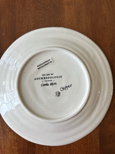 ANTHROPOLOGIE Dessert Plate "Furry Friends " by CAROLE AKINS Dog CHIPPER - Afbeelding 2 van 5