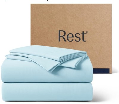 REST  Evercool + Cooling Sheet Set for Hot Sleepers, Full In Aqua Blue