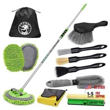 14Pcs Car Wash Kit, 62'' Car Wash Brush with Long Handle, Green-14pcs