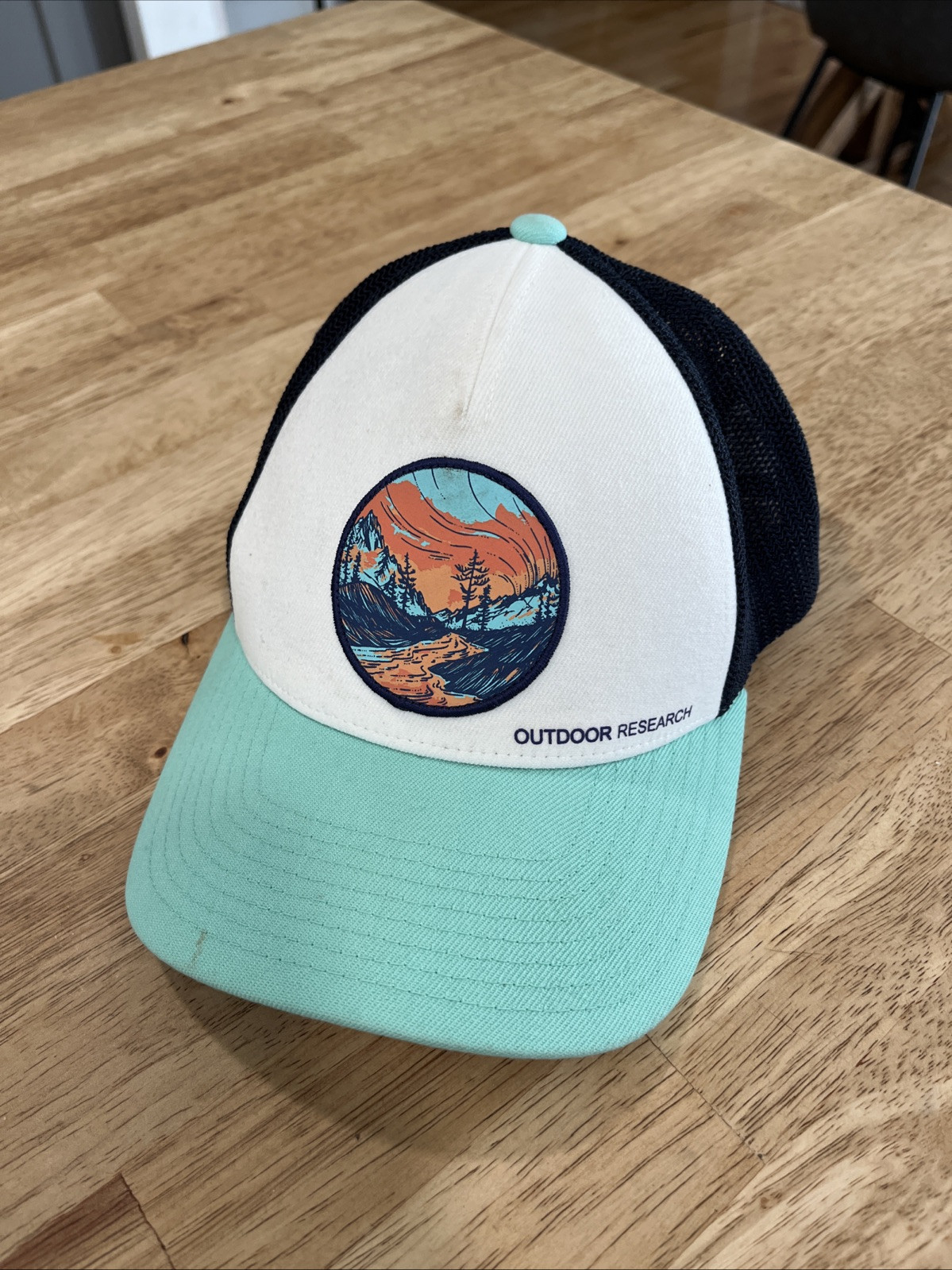 Outdoor Research Snapback Trucker Hat Mesh Back Cap Big Patch Logo Outdoors