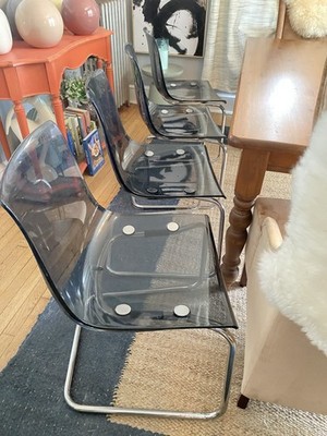 Ikea Tobias Clear Smoke Acrylic Ghost Chairs, Two Remaining, Sold Separately