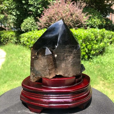 6.84LB Natural Smoky Quartz Crystal Mineral Specimen Reiki Healing+Stand
