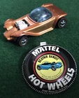 Vintage 1967 Hot Wheels Redline Orange Beatnik Bandit and Button