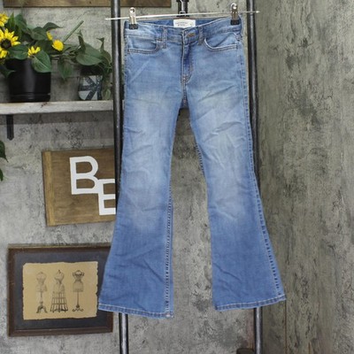 Abercrombie Kids Girls Flare Leg Snap Front Jeans Blue 7/8