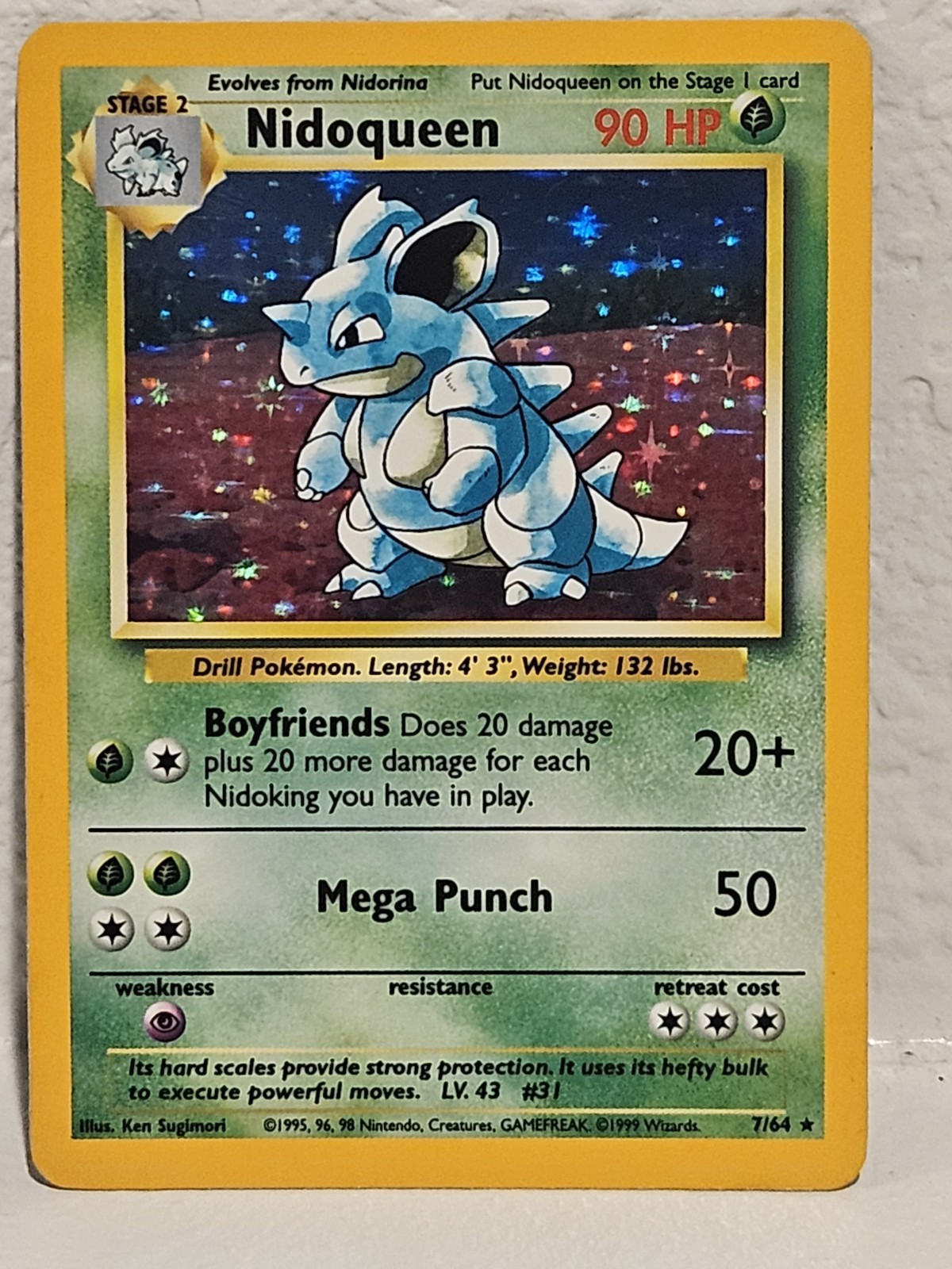 Nidoqueen 7/64 Pokemon TCG No Symbol ERROR Card Played MP