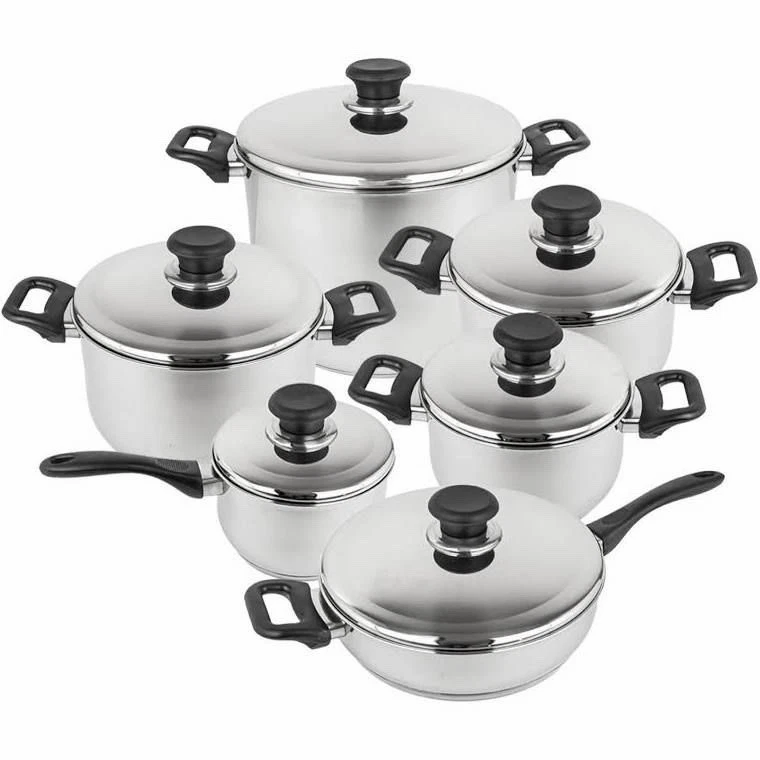 Set batteria pentole in acciaio inox 18/10 da 18pz e set coltelli 8pz