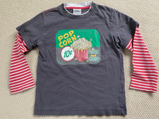 Mini Boden 5-6yrs gray long sleeve cotton T shirt, popcorn