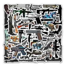 50 Pack of Cool Gun Stickers for Laptop/Water Bottle/Phone Case/iPad/Kindle