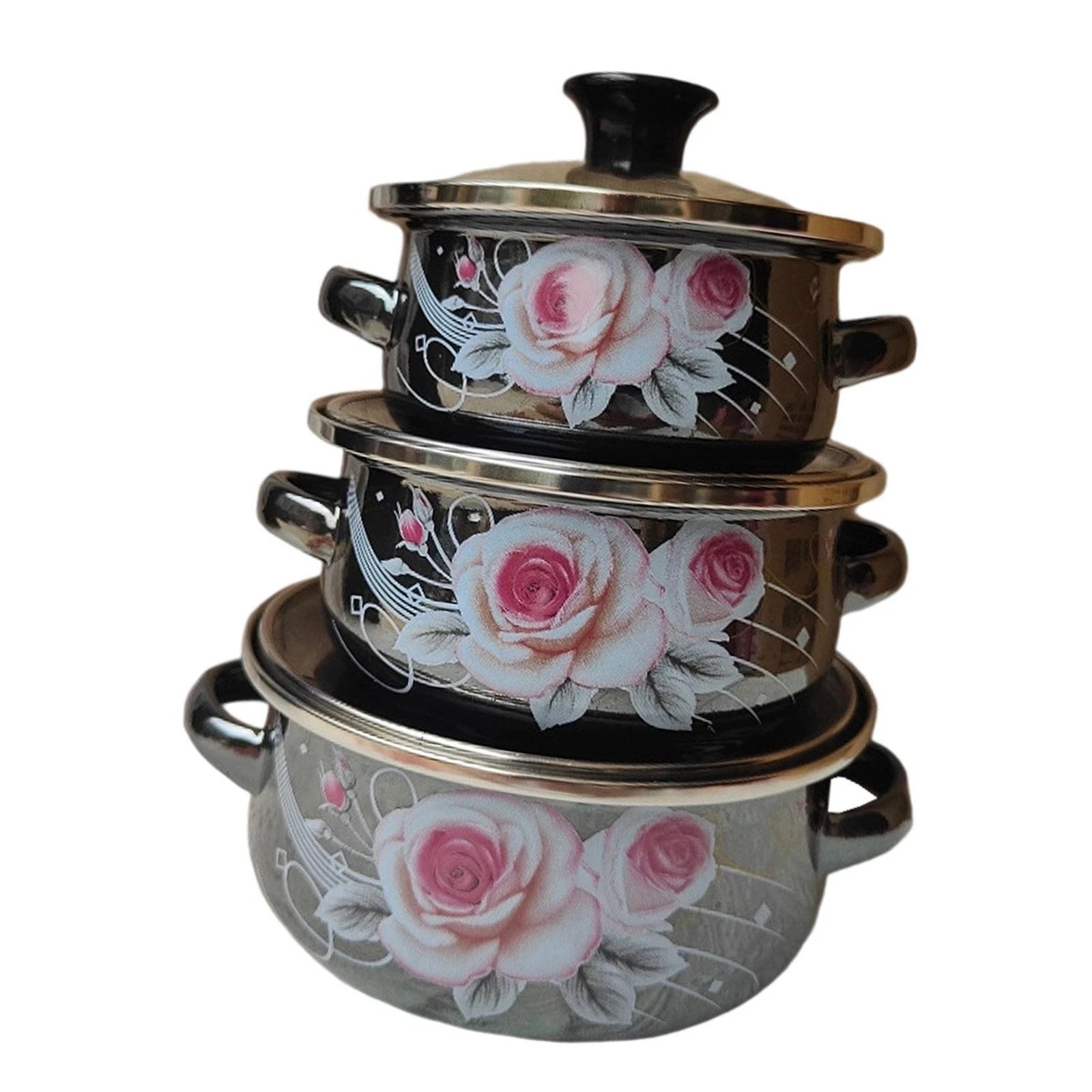 3 Pieces Enamel Stockpots Enamel Mini Pots for Cooking Kitchen Portable Double
Opens in a new window