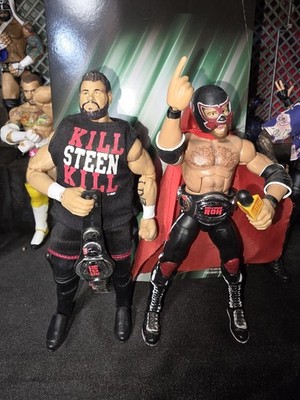WWE Mattel FULL CUSTOM El Generico And Kevin STEEN ROH Tag Champs With Titles