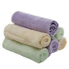 6pk Bamboo Washcloths 10x10 Multi Color Ultra Soft Baby Adult Face Cloths