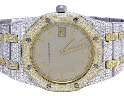 Ladies Audemars Piguet Royal Oak 33MM 18K/Steel Two Tone Diamond Watch 10.75 Ct