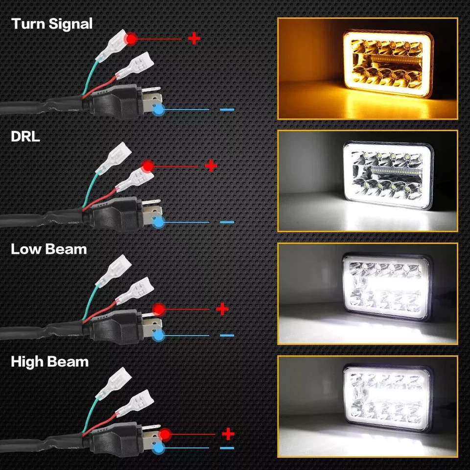 4PCS 4x6" LED Headlights Hi/Lo Beam Headlamps For Kenworth T800 T400 T600A W900 - Image 2 of 4