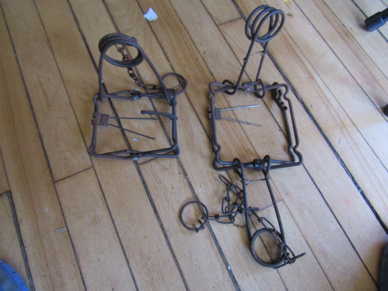 2 lot antique animal traps trap trapper trapping