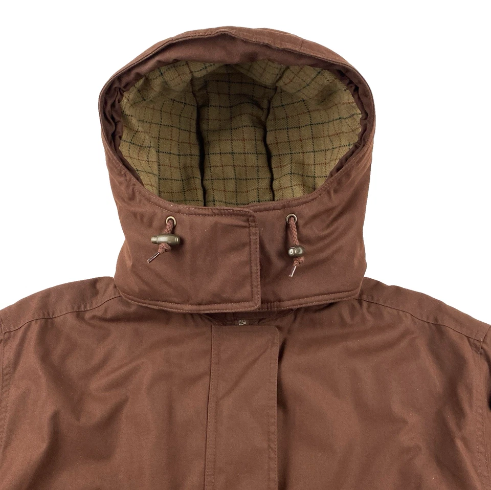 Abrigo de campo Lands End Thermolite de lana a cuadros para mujer M 10-12 parka con capucha marrón años 90 Foto 4 de 4