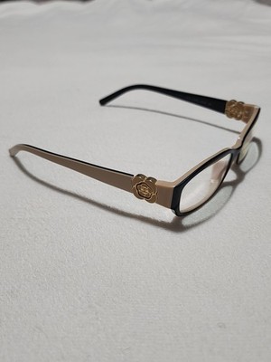 Chanel 3131 c.1013 Black Beige Flower small size 53/16/130 Made Italy Eyeglasses