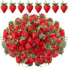Lyrow 100 Pieces Artificial Strawberries 2.2Inch/2.76Inch/3.35Inch Faux