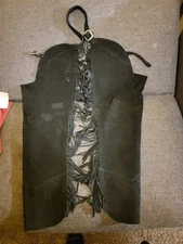 barnstable riding black suede leather western rodea horse riding chaps size xs