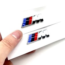 2× BMW M Emblem Logo Kotflügel Chrom Glanz Silber M Paket 45x15mm Aufkleber NEU