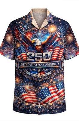 USA 250th Anniversary Hawaiian Shirt 1776 2026 Patriotic Eagle 3D Print