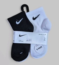 NIKE Boys Socks Ankle Lightweight School Everyday Kids 6 Pair Shoe Size 10C-3Y