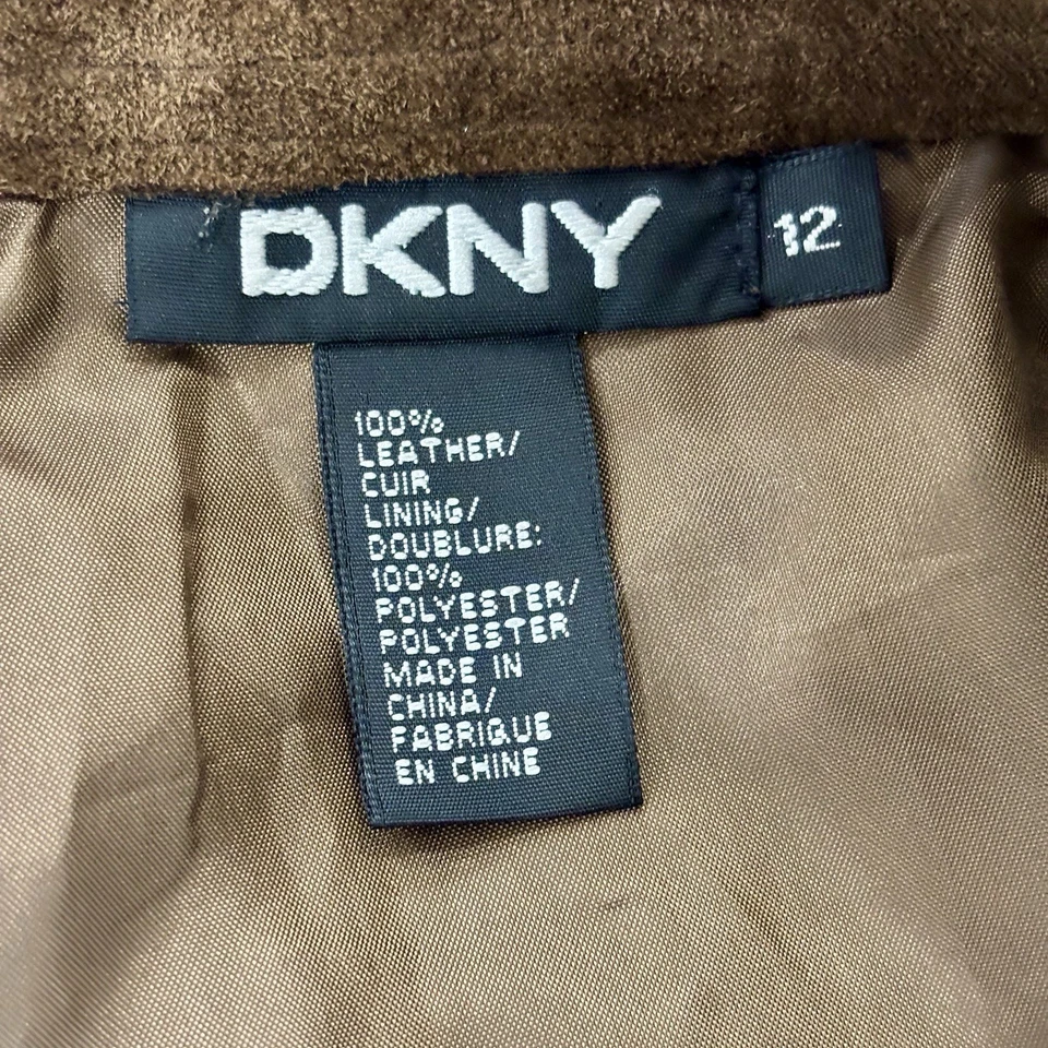 Vintage DKNY Size 12 Brown Genuine Suede Leather Trouser Pants 90s Y2K - Image 4 of 4