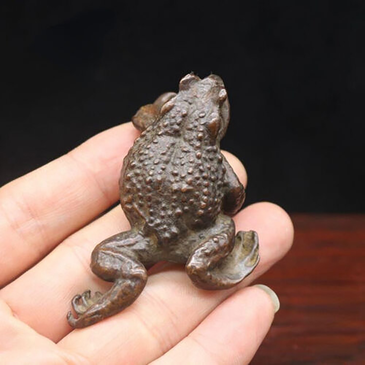 Chinese Pure Bronze Antique Battered Brass Gold Toad Tea Pet Decorations