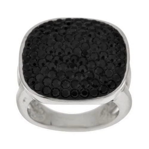 Anillo QVC Acero por Diseño Pavé Cristal Negro Forma Cojín Talla 6 Foto 2 de 4