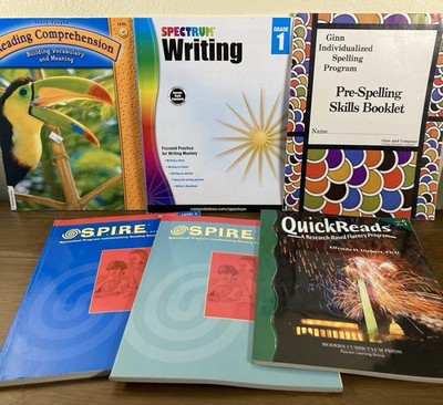 Lot of 6 Homeschool Language Arts Books Reading Writing Spelling Grades 1-3