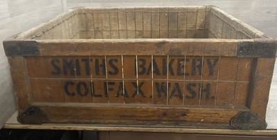 Huge Smiths Bakery Colfax WA Wooden Bread Crate Primitive Advertising Rare!