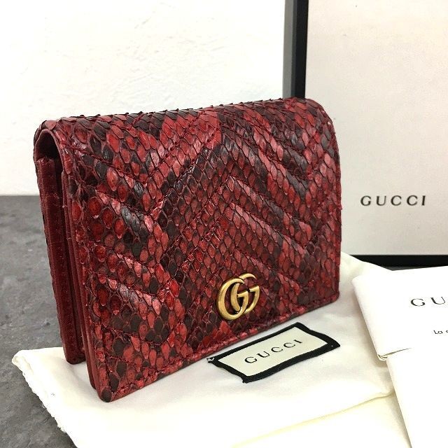 Gucci 466492 Python Red Bifold Wall Key Holder Us… - image 1