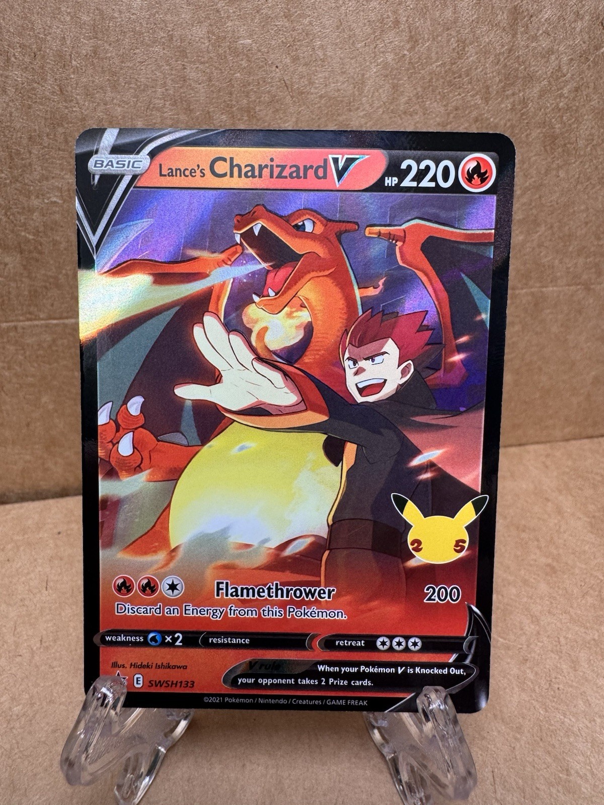 Lance’s Charizard V SWSH133 Pokémon TCG Celebrations Promo NM