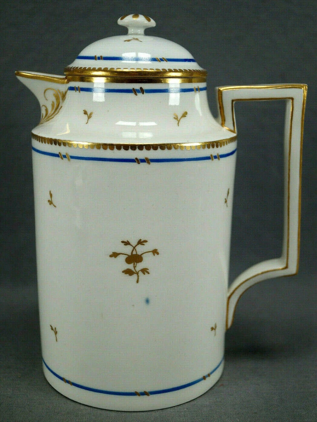 Authentic Royal Vienna Hand Painted Gold Floral & Blue Bands Coffee Pot C. 1803 - Picture 1 of 10