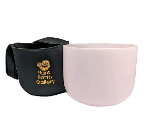 Rare Earth Crystal Singing Bowl Pink 10 E Note Solar Plexus Chakra W/ Soft Carry