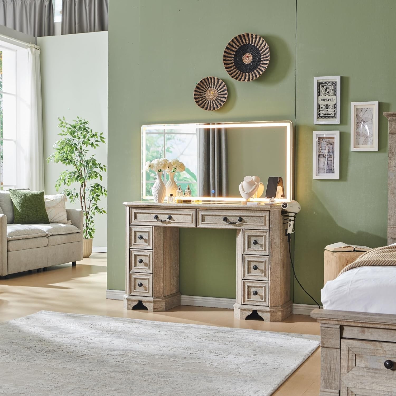 Farmhouse Vanity Desk with 48