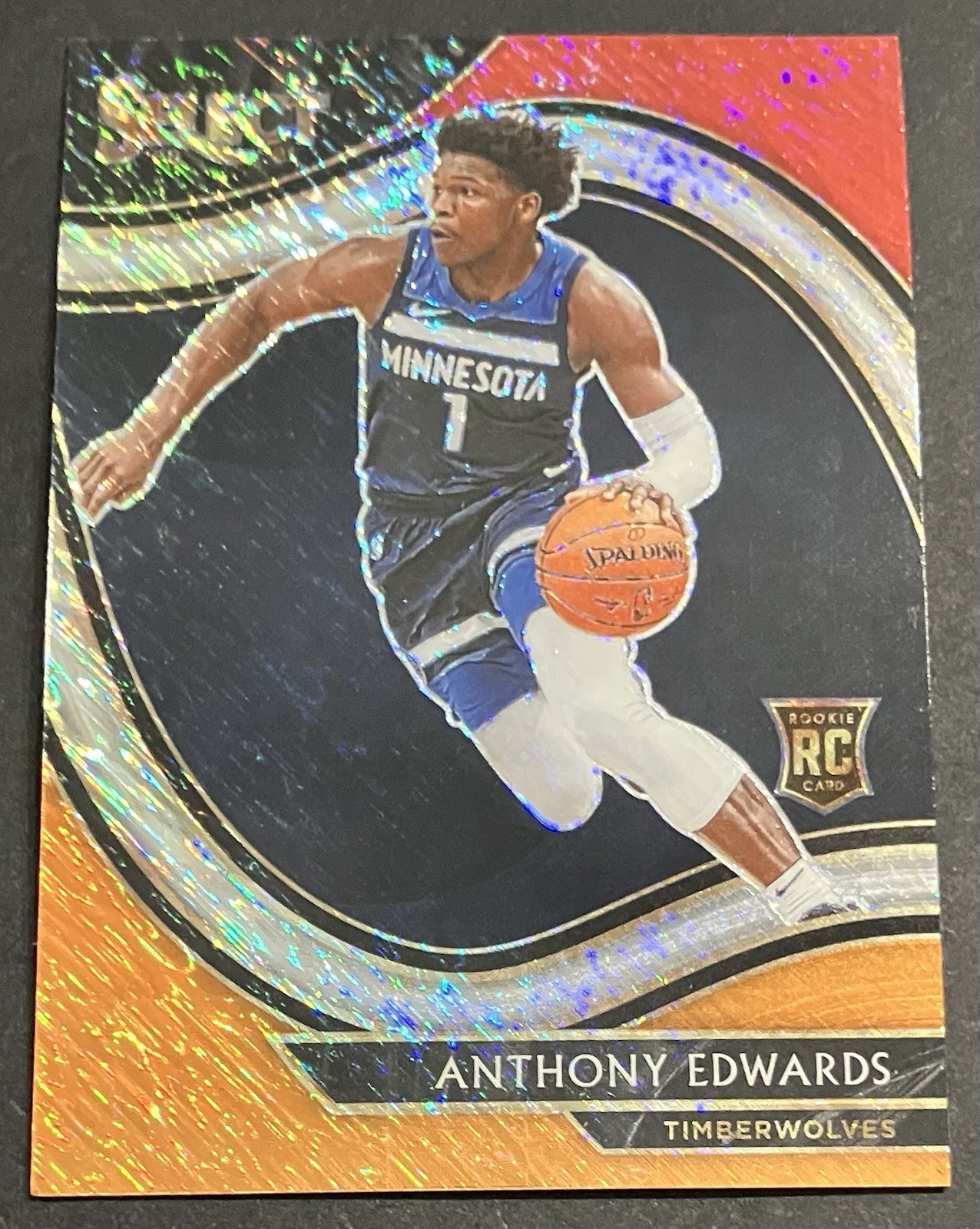 2020 ANTHONY EDWARDS Select Red/White/Orange Shimmer Courtside Rookie RC #300