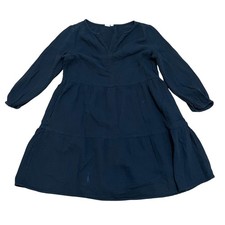 GAP Black Tiered Gauze Cotton Long Sleeve V Neck Dress Women's Small Lightweight
