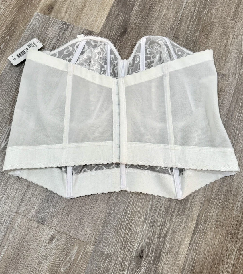 Goddess White Lace Bridal Bustier Longline Bra Size 48DD Sheer Sexy Bride - Image 3 of 4